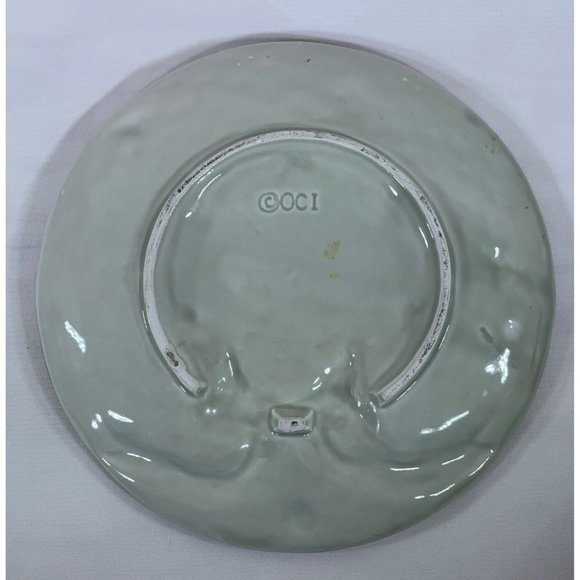 Vintage OCI Bonnet Plate Ceramic 8" Brown Basket-Weave Hat Spring Easter Flowers - Picture 4 of 7